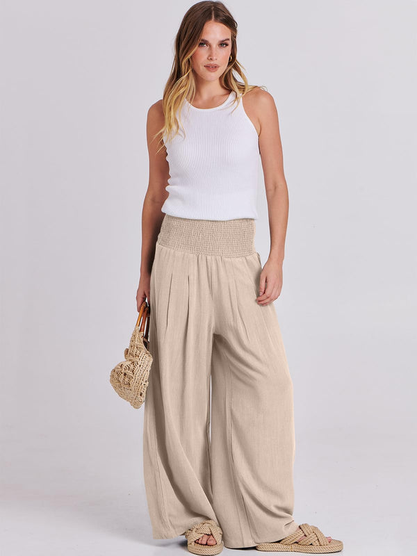 Linen Wide Leg High Waist Casual Lounge Pants